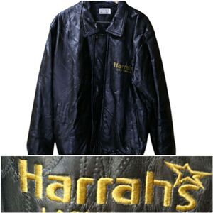 Vintage Patchwork Pig Skin Leather Black Bomber Jacket Harrah's Casino Las Vegas